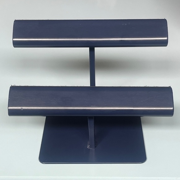 Tiered T-Bar Bracelet Stand Navy Jewelry Display - Picture 2 of 7